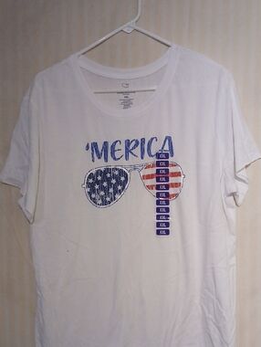 State of Mind 'MERICA White Tee with Red & Blue Graphic